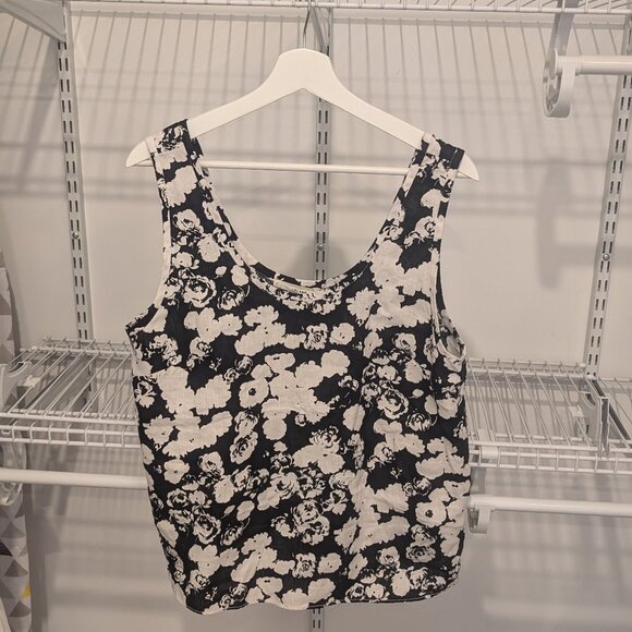 Everlane Floral Linen Scoop Tank in Linen - Picture 1 of 4